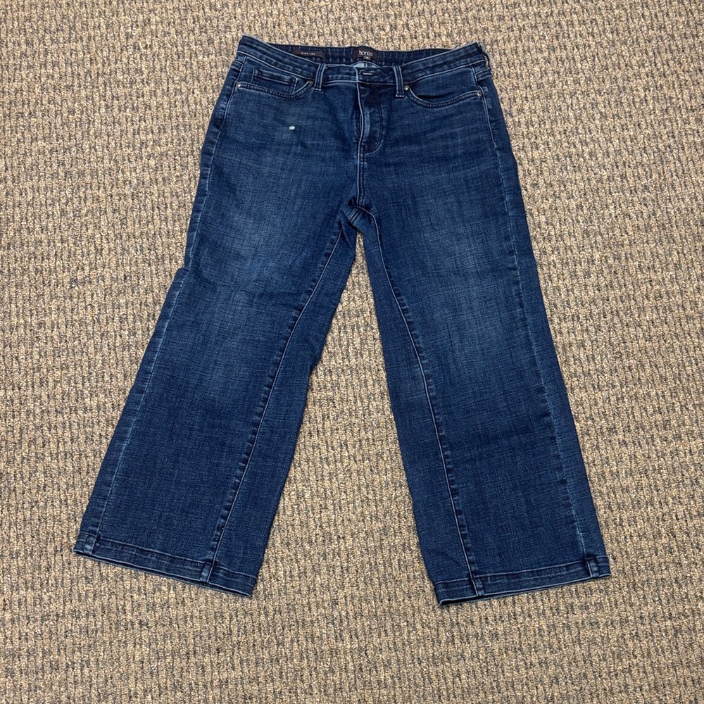 NYDJ Dark Blue Denim Wide-Leg Pants